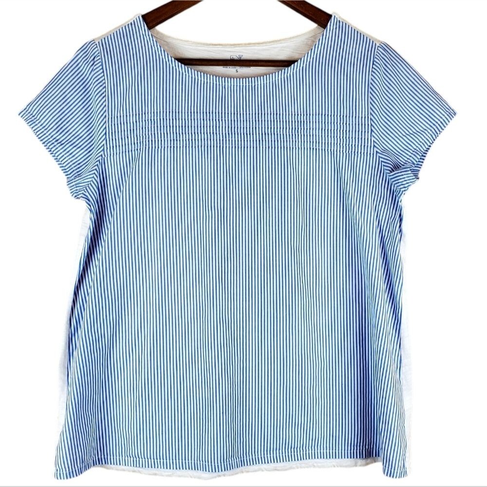 VINEYARD VINES Blue & White Striped Short Sleeve Top – Women’s Size S